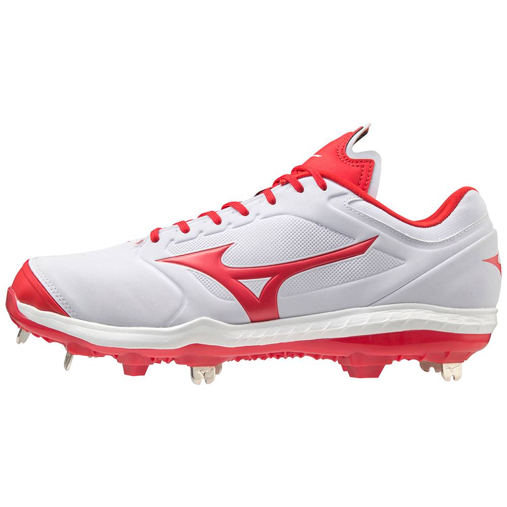 Womens Mizuno Sweep 5 Low Metal Softball Cleats White/Red Philippines (YNBWVR239)